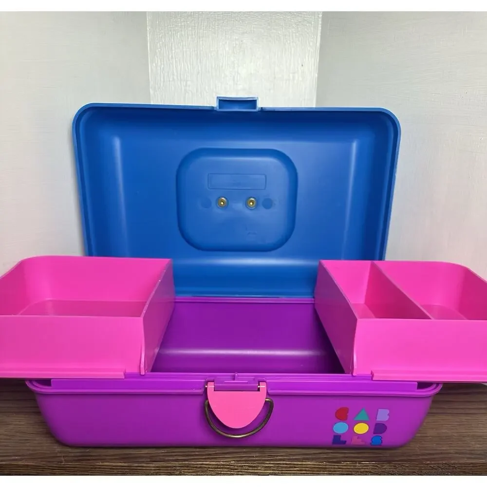 VTG Caboodles Pink Purple Make Up Storage Organizer Hard Case 2 Tiers 90s